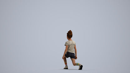 realistic 3D girl casual kids, scanned archviz people for Blender and 3ds Max, front view render