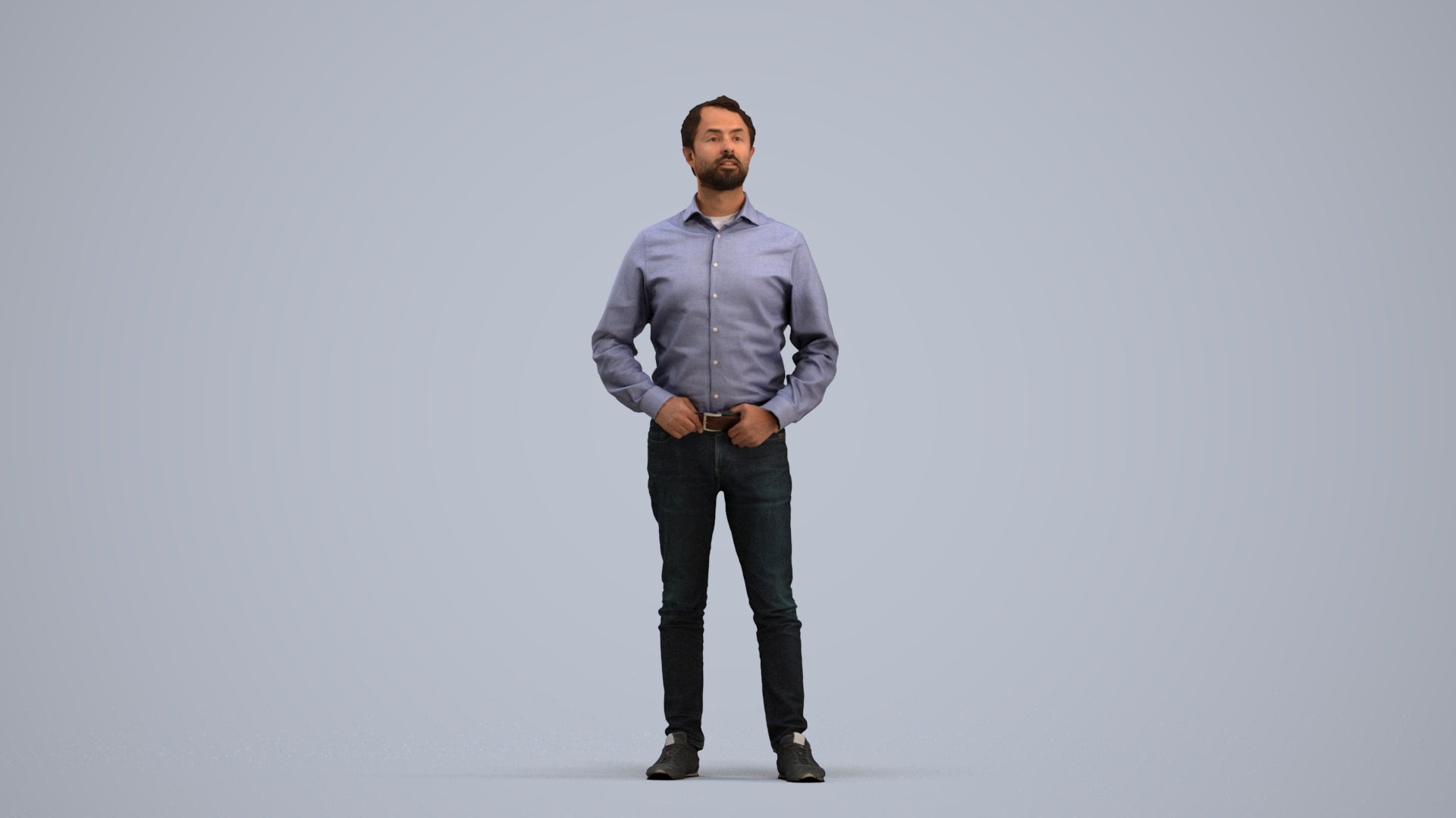 3D scanned man standing business, photorealistic archviz people for Enscape and SketchUp, standing pose render
