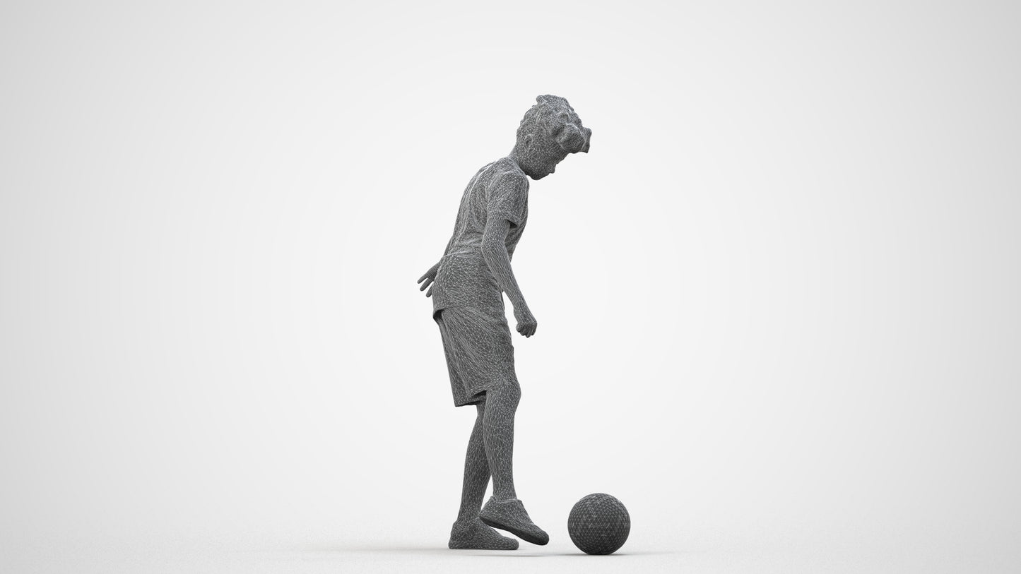 realistic 3D boy sport kids, scanned archviz people for Blender and 3ds Max, wireframe side view