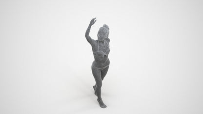 3D people model woman sport pool, scanned human for 3ds Max rendering, wireframe three-quarter view