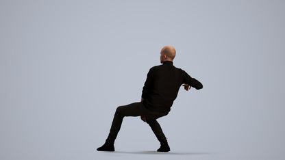 3D human model man casual sitting, photogrammetry scanned person for archviz, front view render