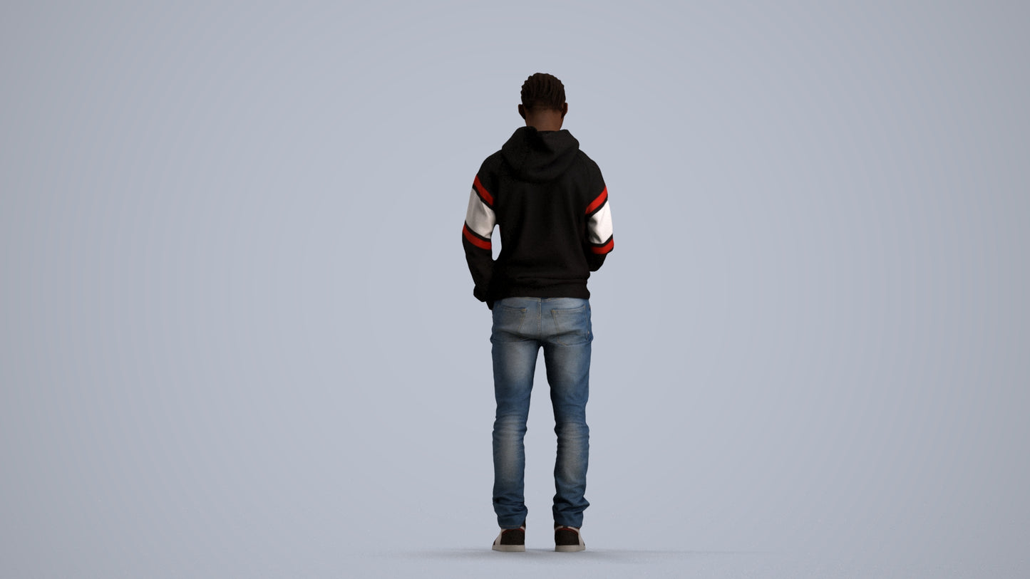 photogrammetry 3D boy casual kids, realistic human model archviz FBX, front view render