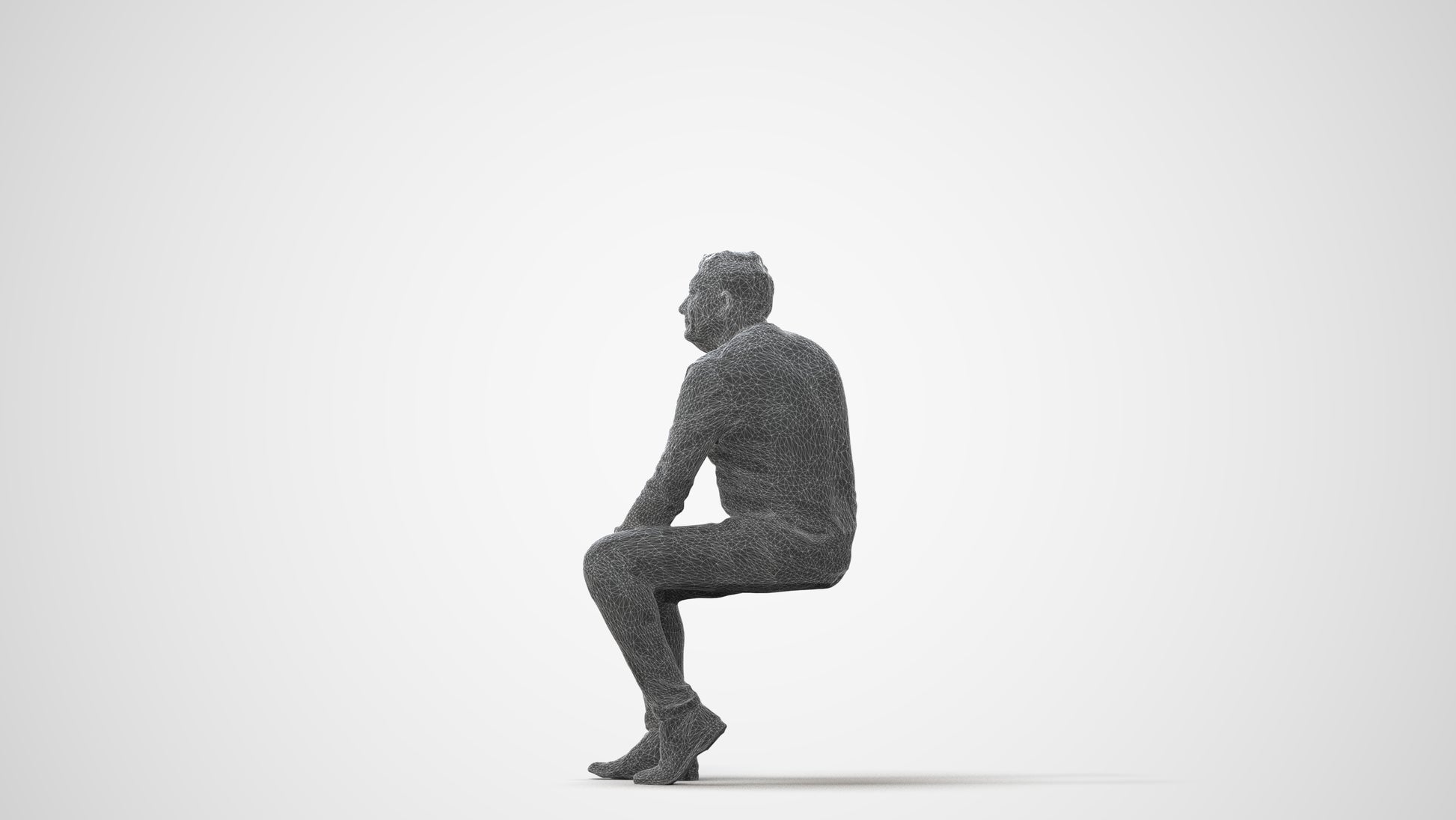 realistic 3D human man casual sitting, archviz people FBX OBJ for Blender, square thumbnail