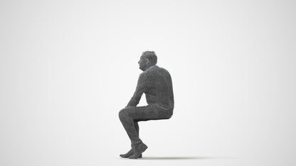 realistic 3D human man casual sitting, archviz people FBX OBJ for Blender, square thumbnail