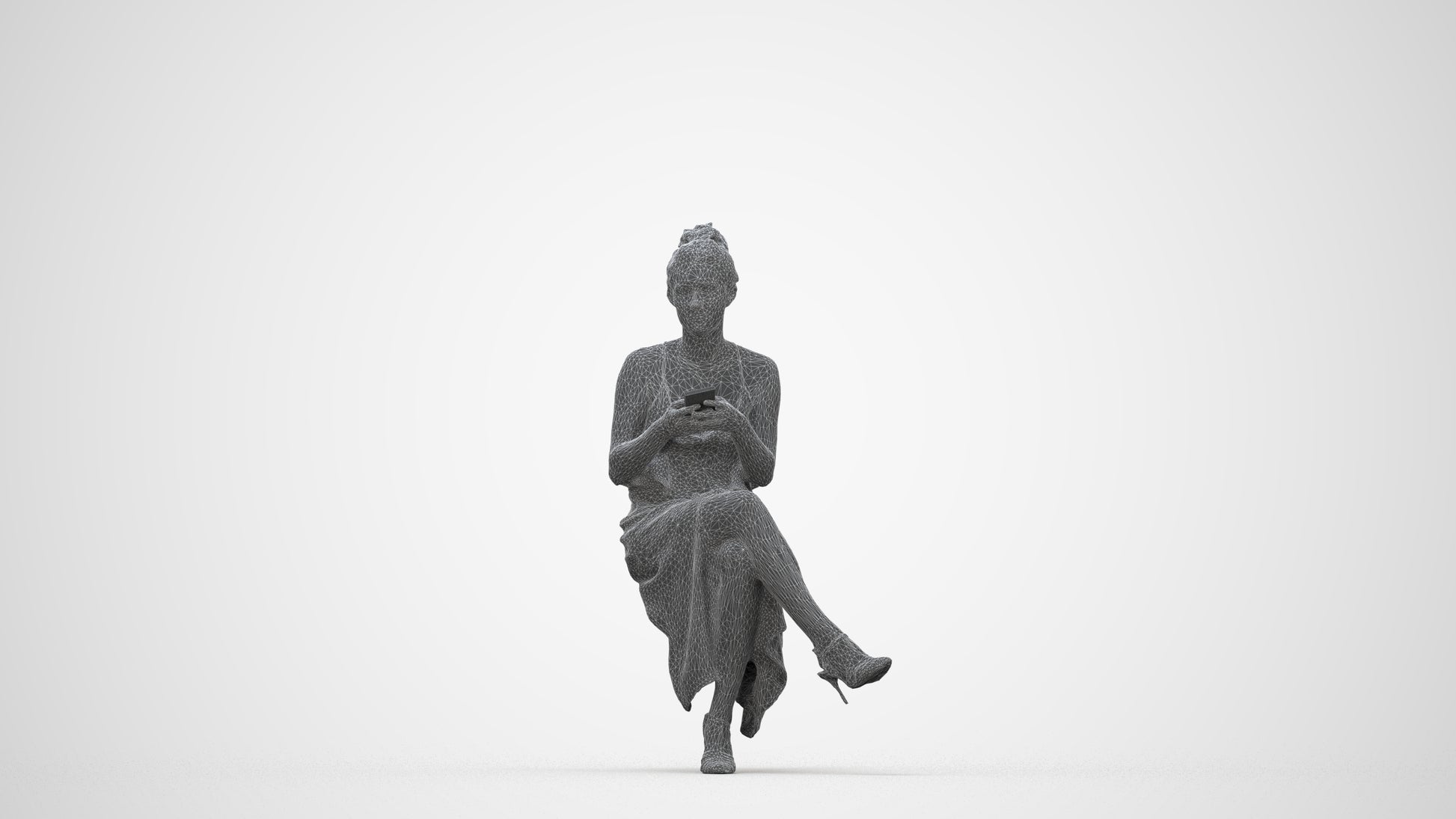 realistic 3D people woman formal formalaffairs, render-ready for V-Ray and Corona, FBX OBJ, wireframe back view