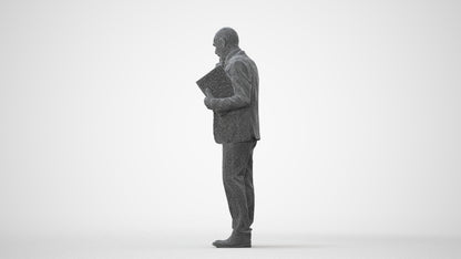 scanned 3D senior man business, photogrammetry people for Enscape and V-Ray, square thumbnail