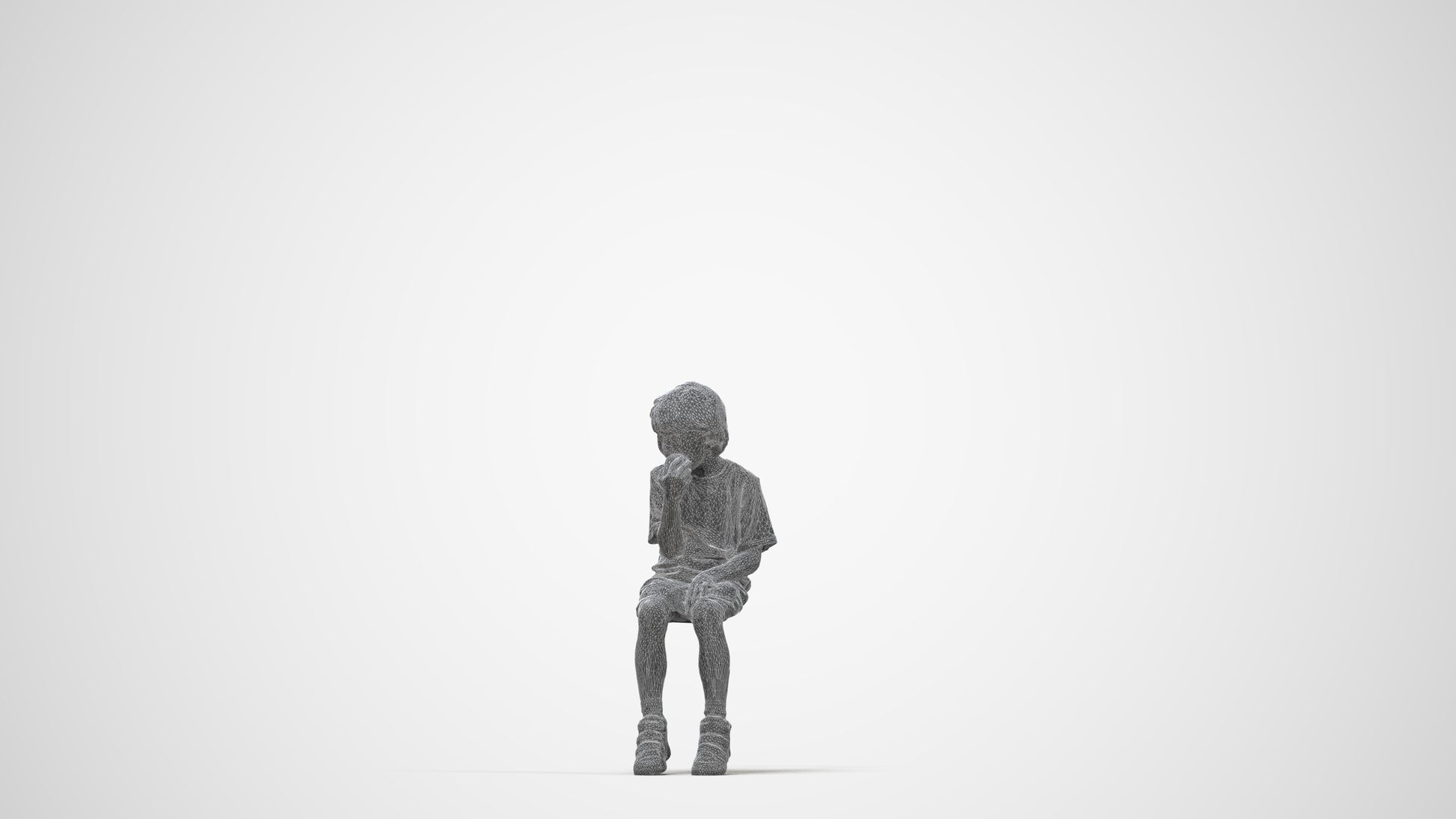 photogrammetry 3D boy casual kids, realistic human model archviz FBX, wireframe back view