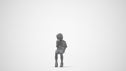 photogrammetry 3D boy casual kids, realistic human model archviz FBX, wireframe back view