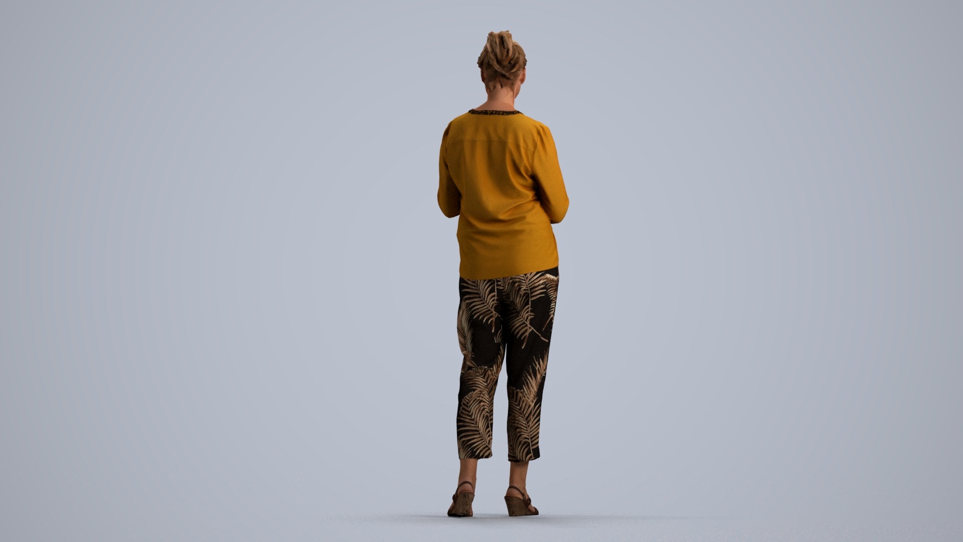 scanned 3D woman casual standing, photogrammetry people for Enscape and V-Ray, front view render