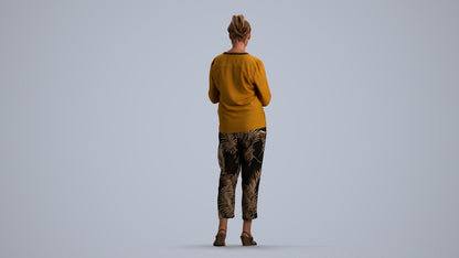 scanned 3D woman casual standing, photogrammetry people for Enscape and V-Ray, front view render