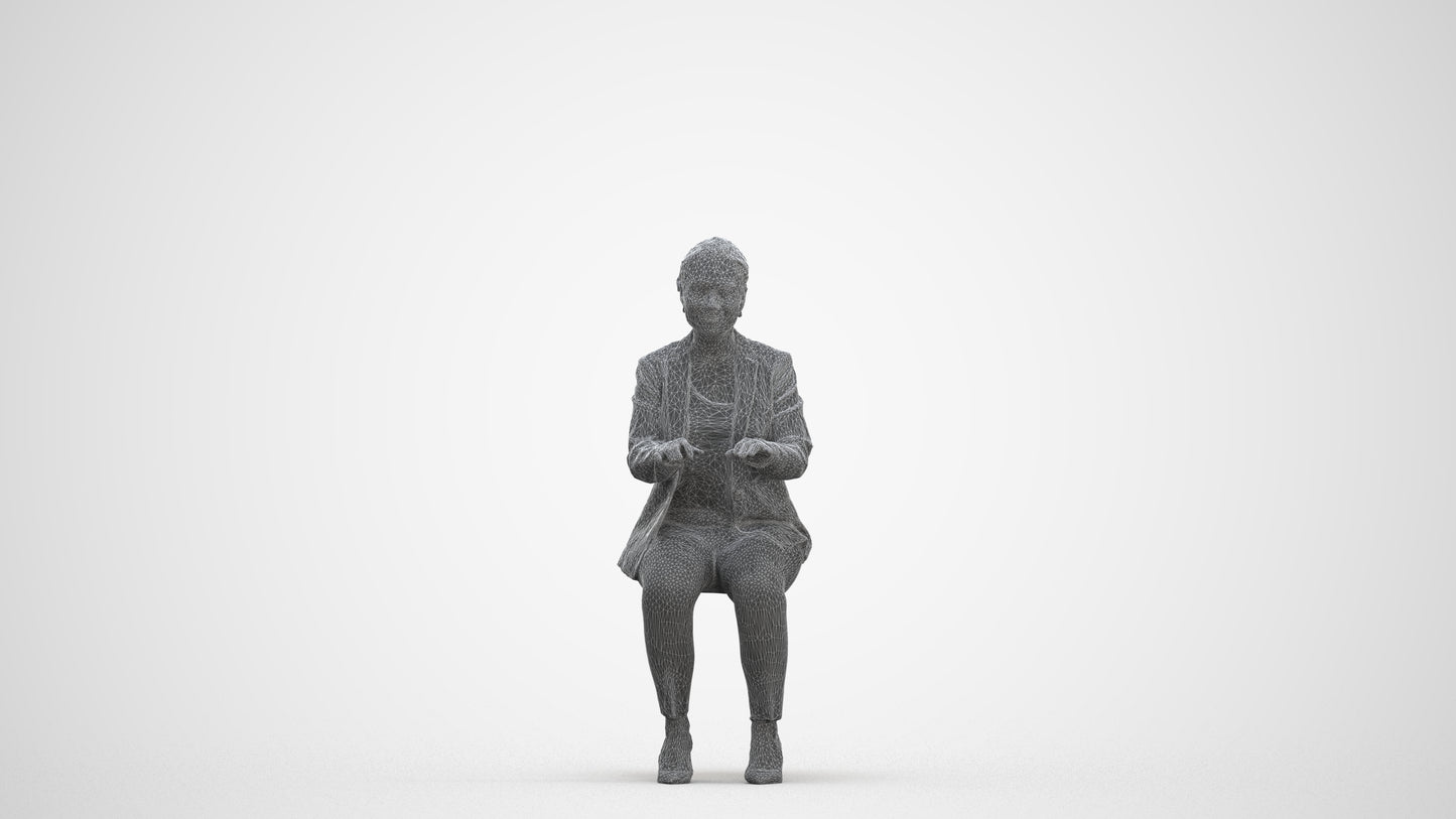 realistic 3D woman business, scanned archviz people for Blender and 3ds Max, three-quarter front view render
