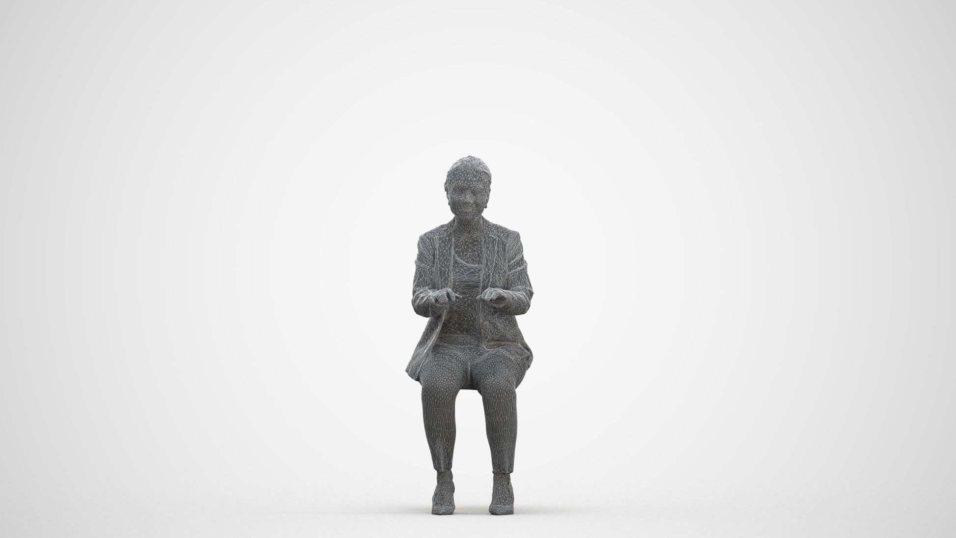 realistic 3D woman business, scanned archviz people for Blender and 3ds Max, three-quarter front view render