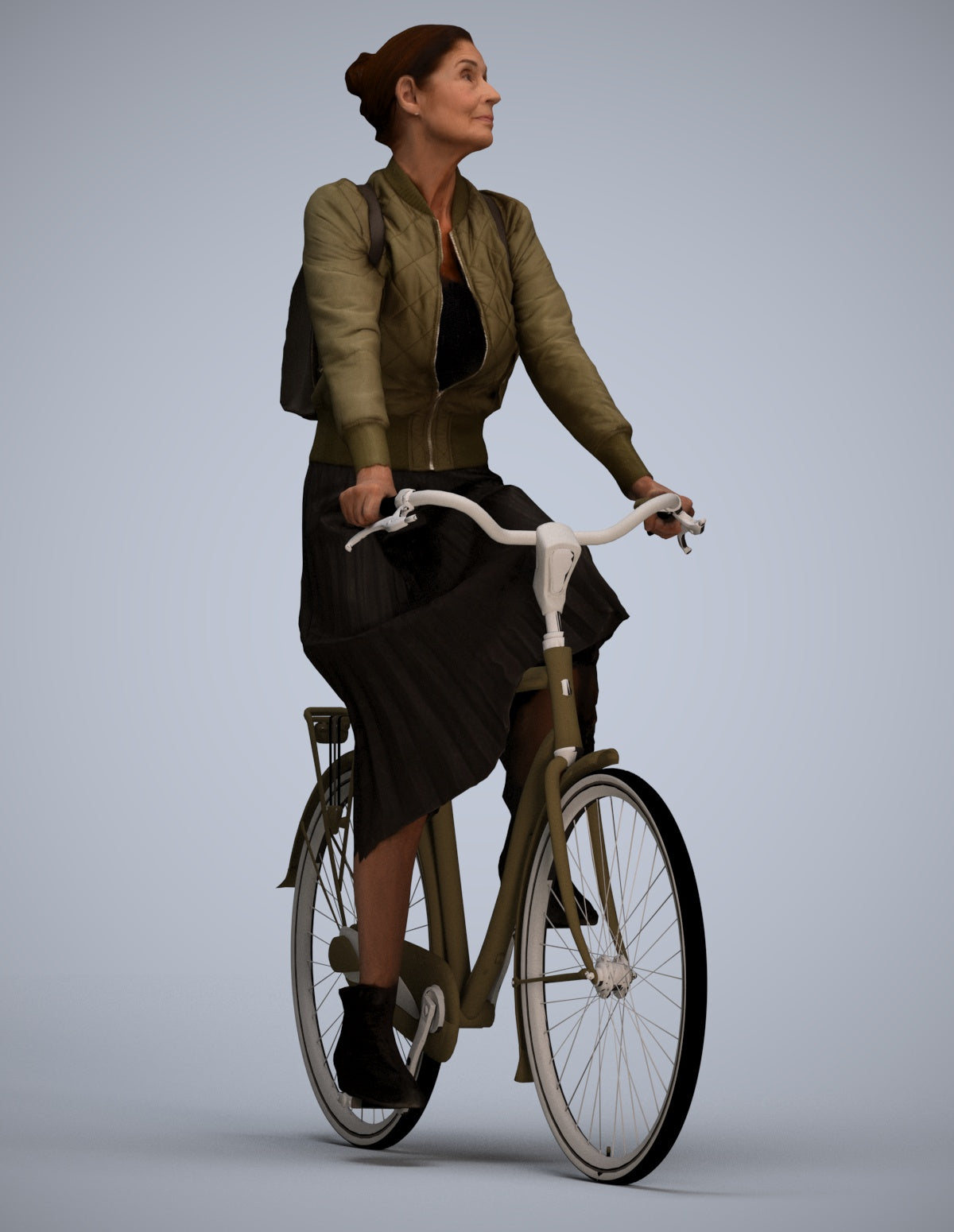 realistic 3D human woman casual cycling, archviz people FBX OBJ for Blender