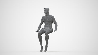 realistic 3D man pool, scanned archviz people for Blender and 3ds Max, wireframe back view