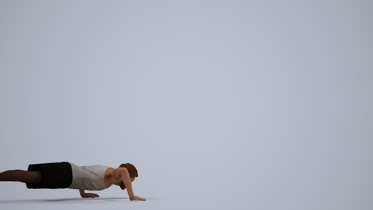 3D people model man sport, scanned human for 3ds Max rendering, side view render