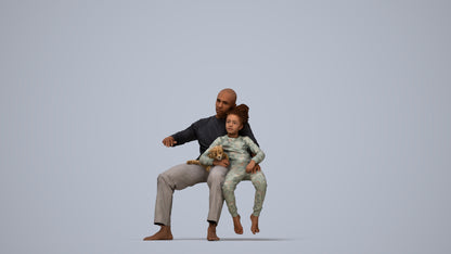 3D human model girl casual kids, photogrammetry scanned person for archviz, top-down view render
