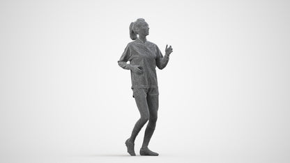 realistic 3D people woman sport, render-ready for V-Ray and Corona, FBX OBJ, wireframe side view