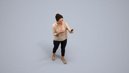 realistic 3D people woman casual standing, render-ready for V-Ray and Corona, FBX OBJ, back view render