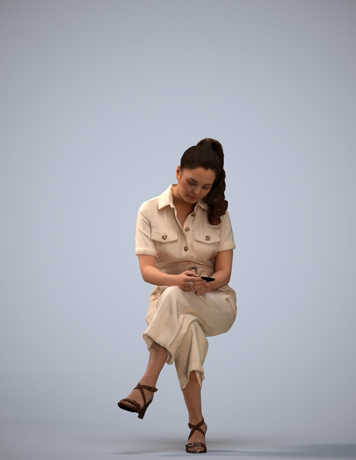 photogrammetry 3D woman formal sitting, realistic human model archviz FBX