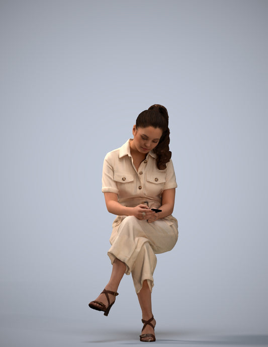 photogrammetry 3D woman formal sitting, realistic human model archviz FBX