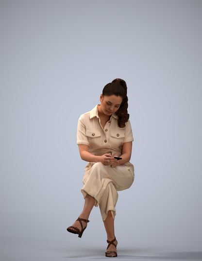 photogrammetry 3D woman formal sitting, realistic human model archviz FBX