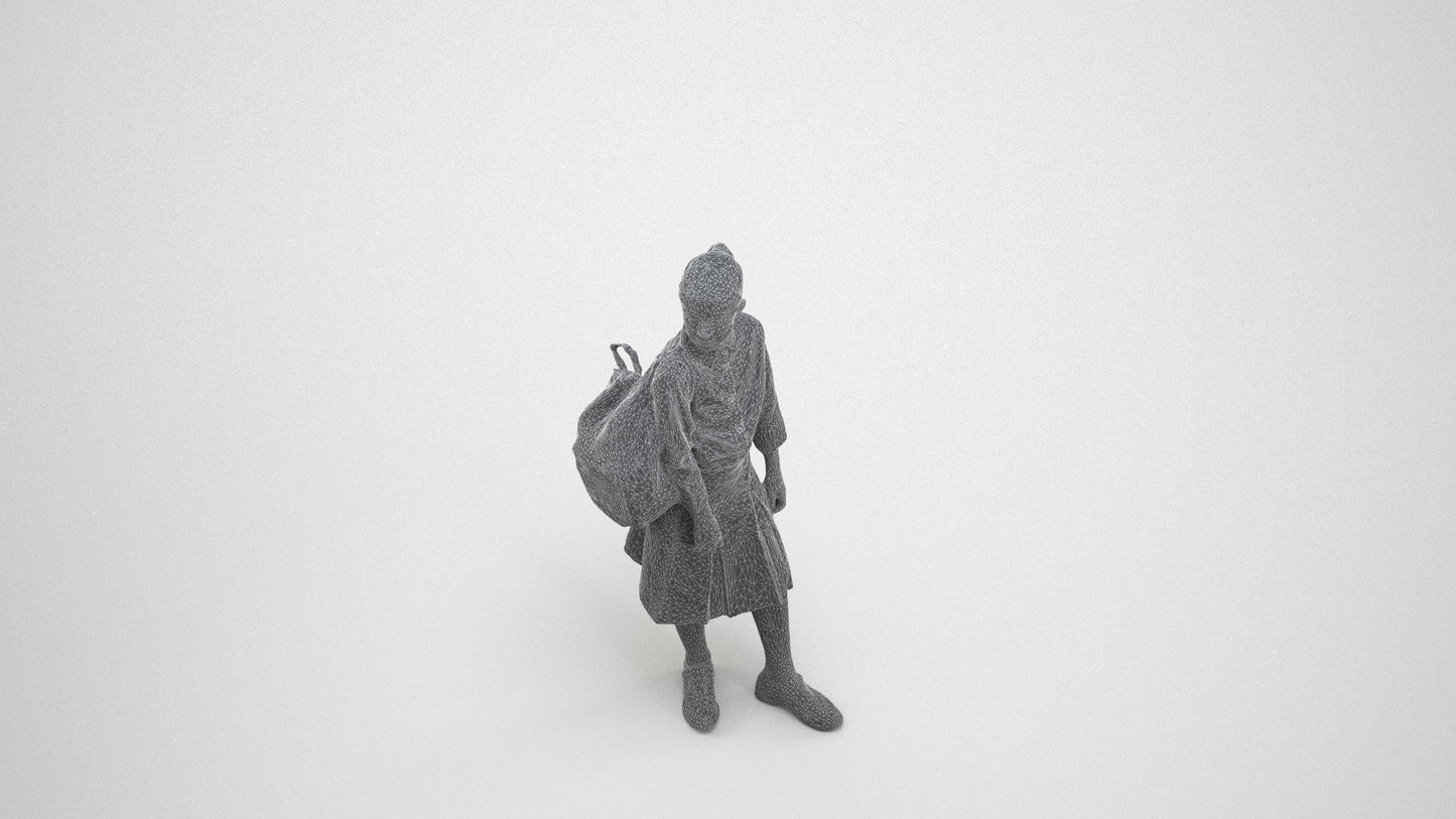 3D scanned woman kids, photorealistic archviz people for Enscape and SketchUp, wireframe three-quarter view