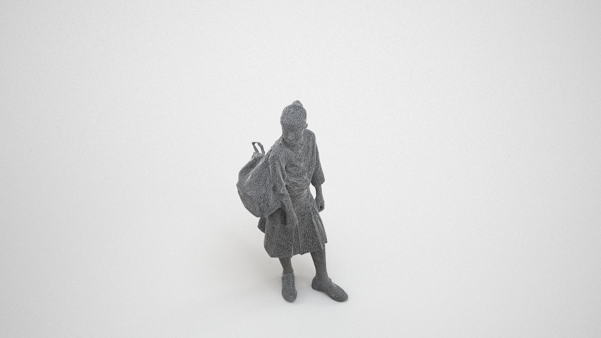 3D scanned woman kids, photorealistic archviz people for Enscape and SketchUp, wireframe three-quarter view
