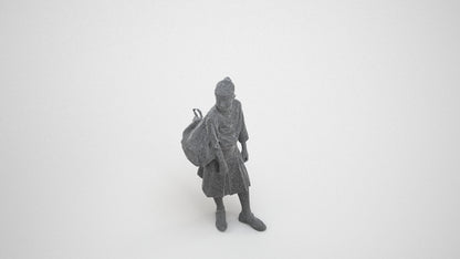 3D scanned woman kids, photorealistic archviz people for Enscape and SketchUp, wireframe three-quarter view