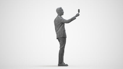 3D human model man formal cycling, photogrammetry scanned person for archviz, wireframe side view