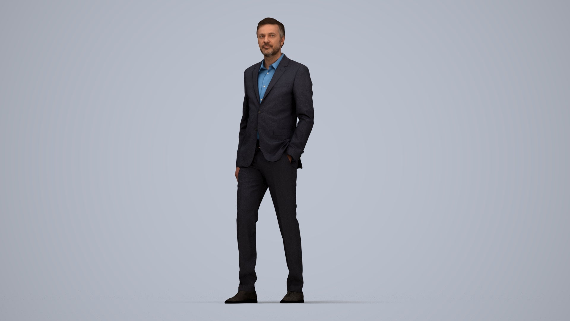 scanned 3D man business, photogrammetry people for Enscape and V-Ray, top-down view render