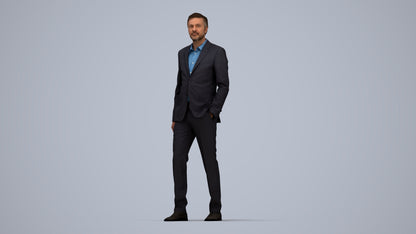 scanned 3D man business, photogrammetry people for Enscape and V-Ray, top-down view render