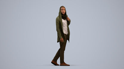 realistic 3D man casual walking, scanned archviz people for Blender and 3ds Max, standing pose render