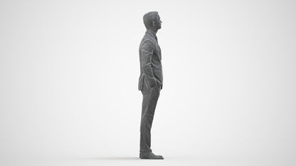 realistic 3D people man business, render-ready for V-Ray and Corona, FBX OBJ, wireframe side view