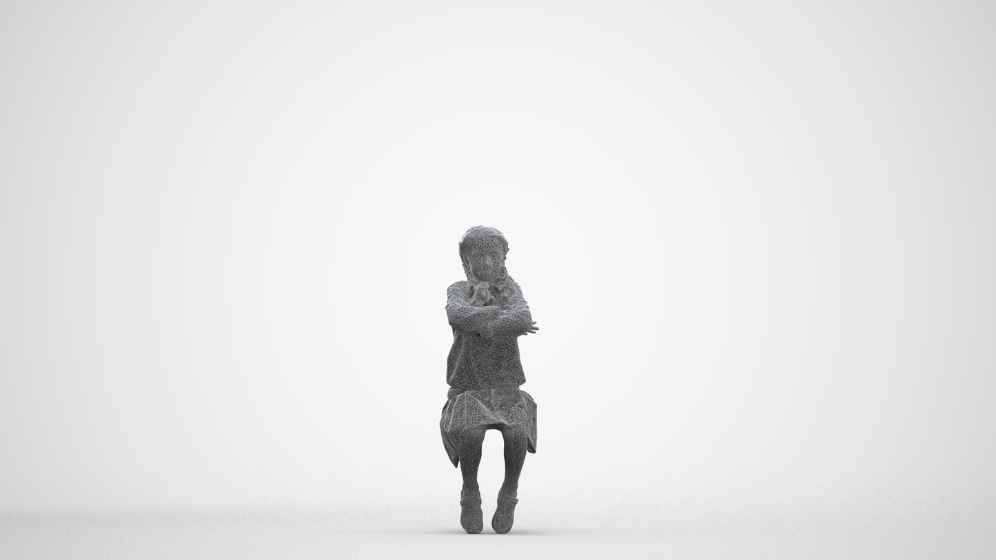 scanned 3D girl kids, photogrammetry people for Enscape and V-Ray, three-quarter front view render
