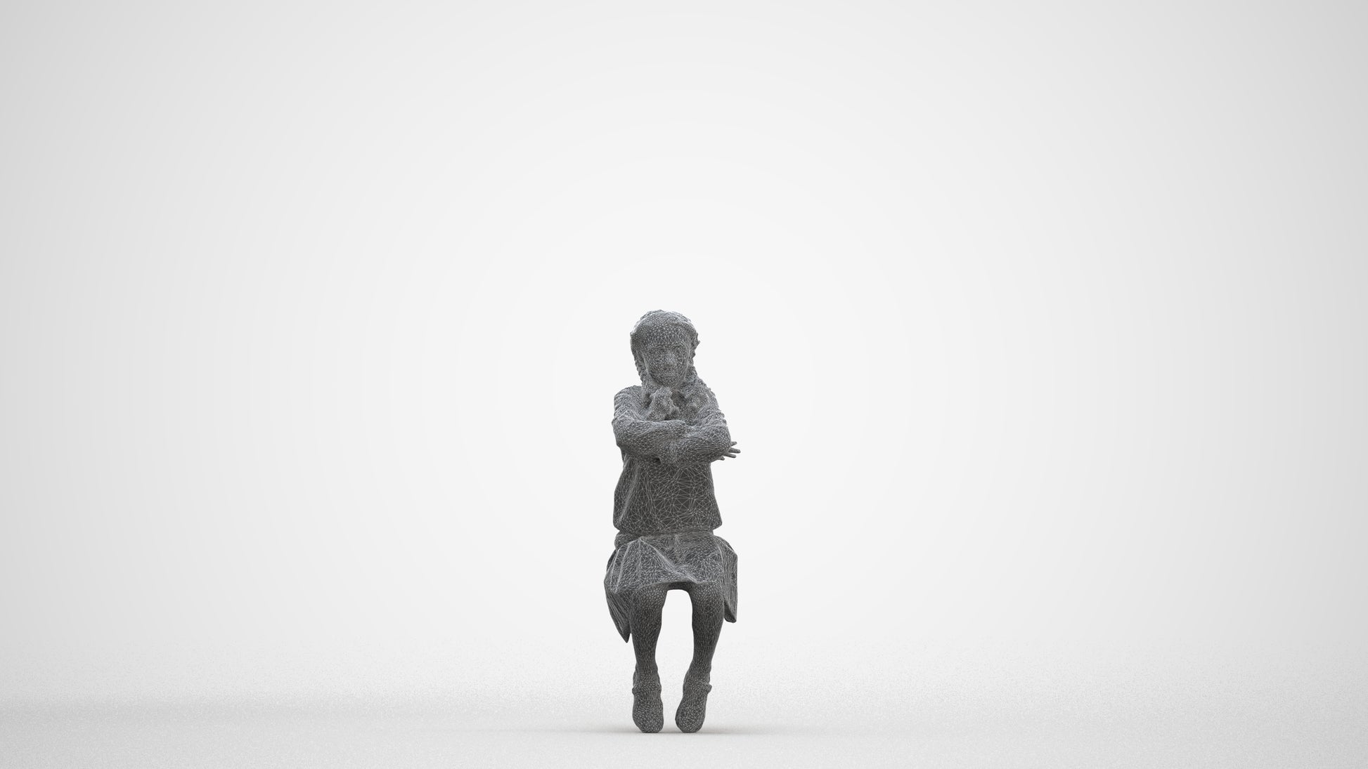 scanned 3D girl kids, photogrammetry people for Enscape and V-Ray, three-quarter front view render