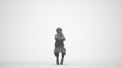 scanned 3D girl kids, photogrammetry people for Enscape and V-Ray, three-quarter front view render