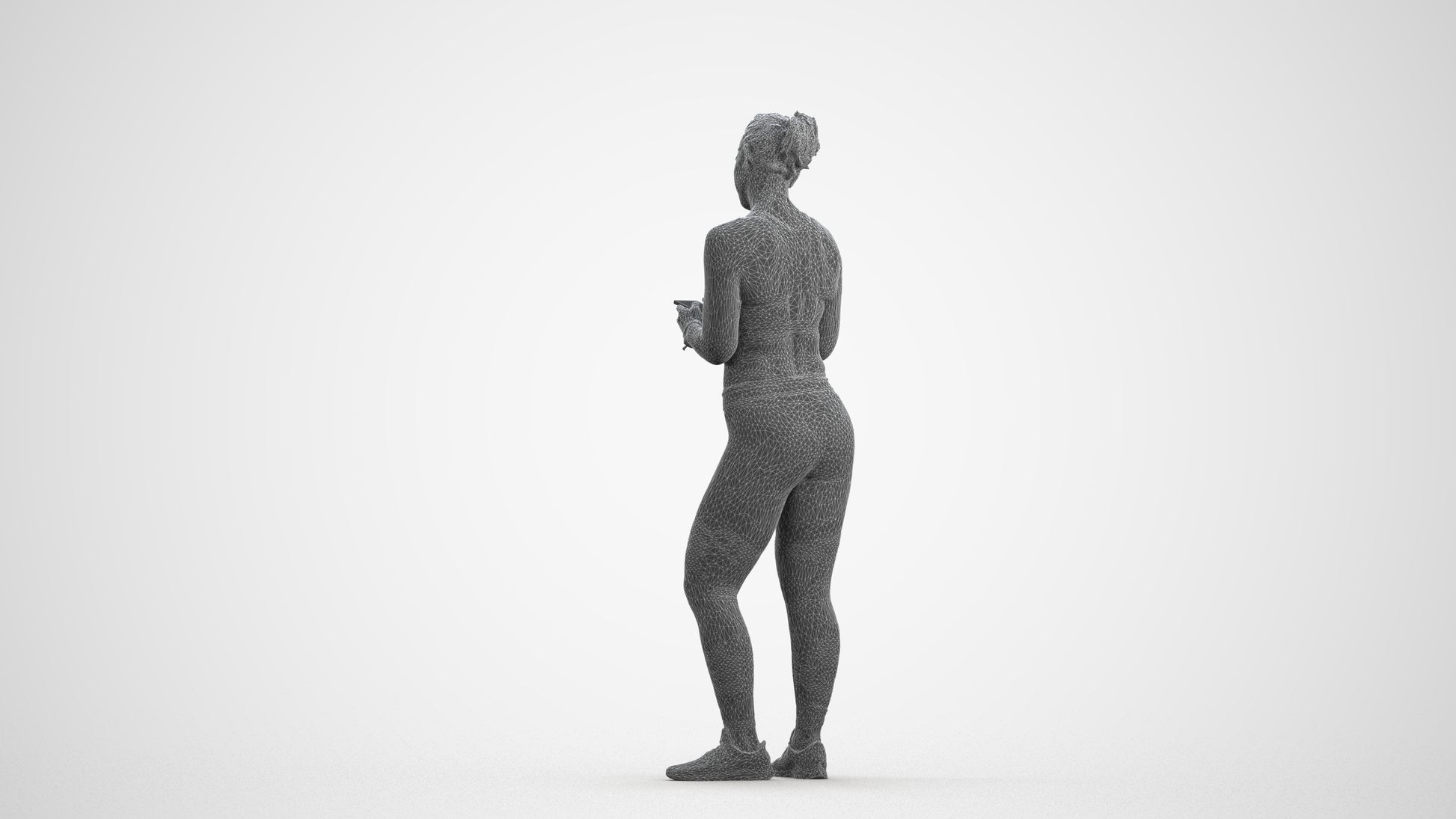 scanned 3D woman sport, photogrammetry people for Enscape and V-Ray, wireframe front view