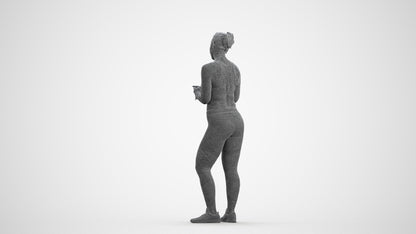 scanned 3D woman sport, photogrammetry people for Enscape and V-Ray, wireframe front view