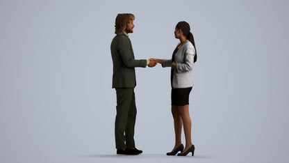3D human model woman business, photogrammetry scanned person for archviz, front view render