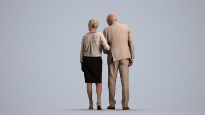 realistic 3D people senior woman business couple, render-ready for V-Ray and Corona, FBX OBJ, front view render