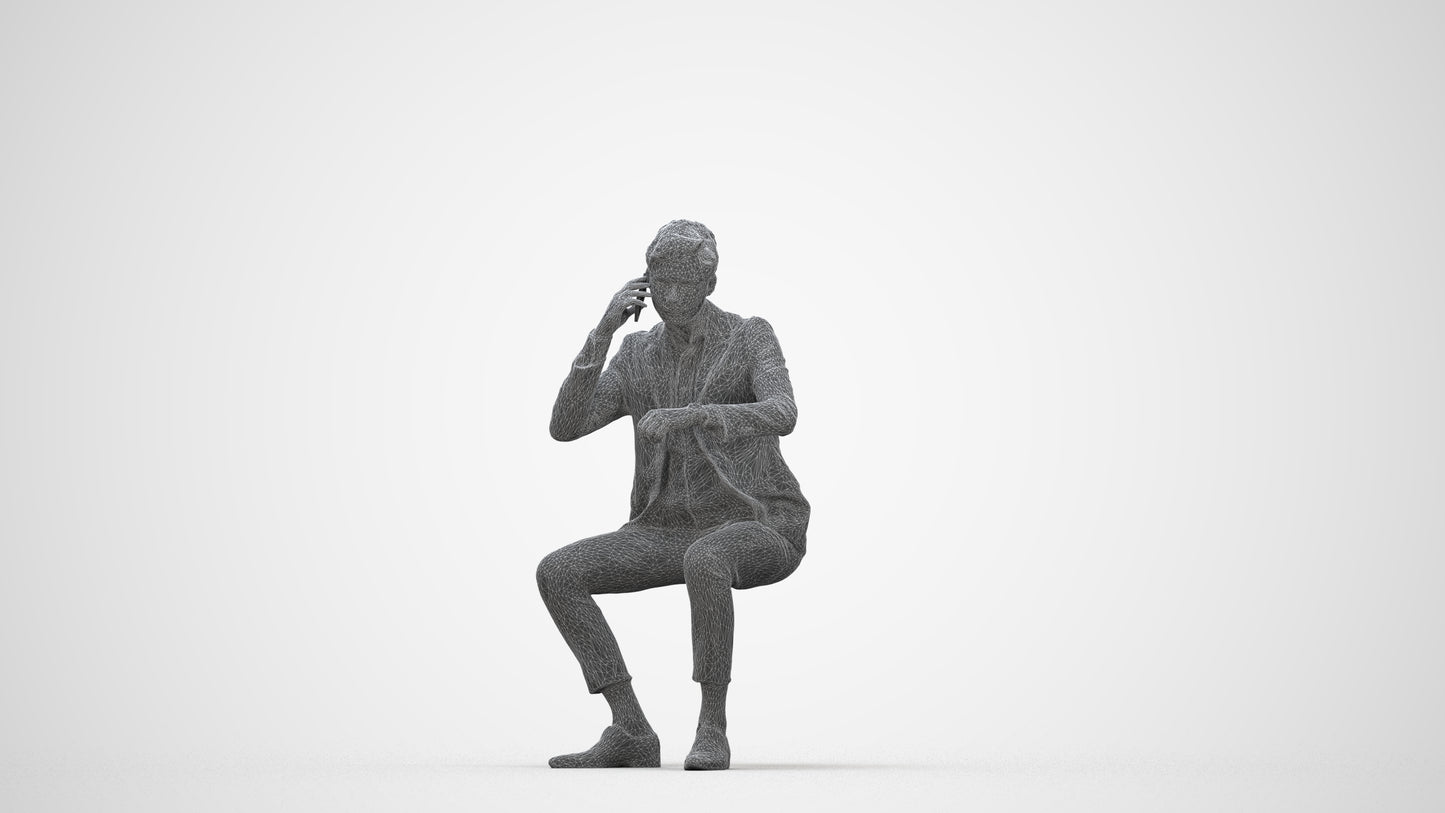 photogrammetry 3D man business, realistic human model archviz FBX, wireframe back view