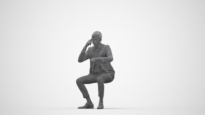 photogrammetry 3D man business, realistic human model archviz FBX, wireframe back view