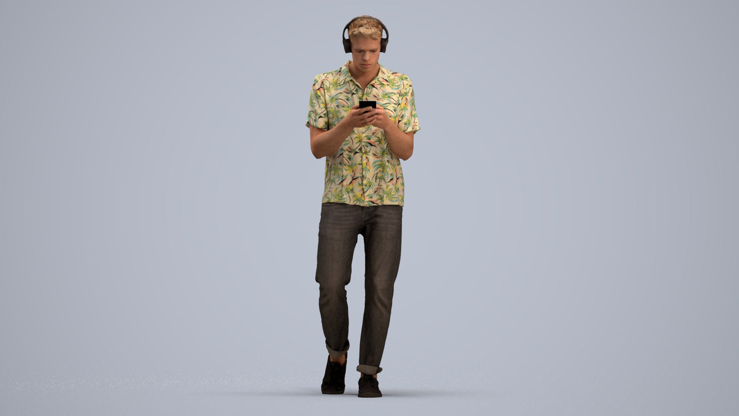 3D scanned man standing casual, photorealistic archviz people for Enscape and SketchUp, standing pose render