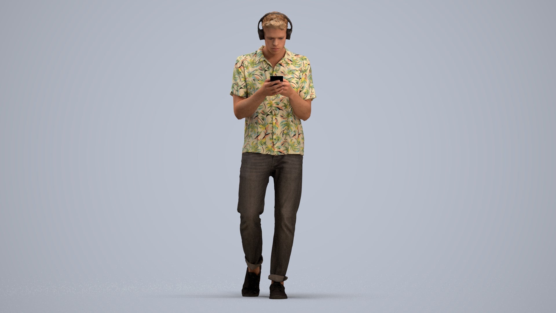 3D scanned man standing casual, photorealistic archviz people for Enscape and SketchUp, standing pose render