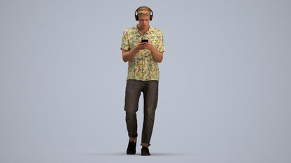 3D scanned man standing casual, photorealistic archviz people for Enscape and SketchUp, standing pose render