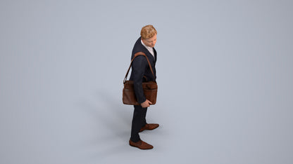 3D human model man business, photogrammetry scanned person for archviz, back view render