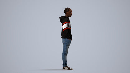 3D people model boy casual kids, scanned human for 3ds Max rendering, side view render