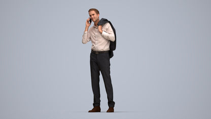 3D people model man business standing, scanned human for 3ds Max rendering, top-down view render