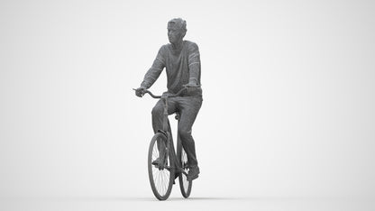 3D people model man casual cycling, scanned human for 3ds Max rendering, wireframe back view