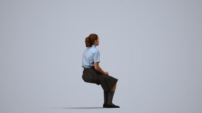 realistic 3D human girl kids, archviz people FBX OBJ for Blender, side view render
